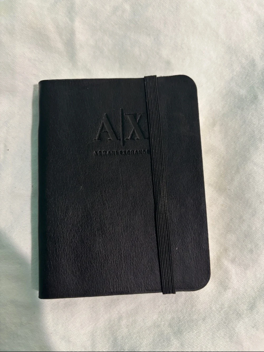 Armani Exchange Black Leather Mini Pocket Notebook